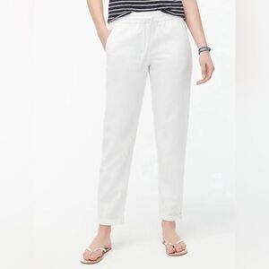 J. Crew White Drawstring Linen Cotton Pants size LT